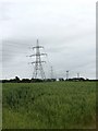 Power lines crossing cropland south of Hebron