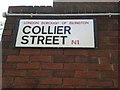 TQ3083 : Street sign, Collier Street N1 by Robin Sones
