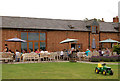 Tea on the terrace at Hilltop Farm cafe