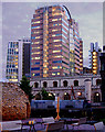 The Barbican at dusk