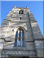 Looking up Warkton Church tower