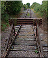 Buffer stop on disused railway from the canal bridge abutment