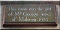 Plaque on hospital garden room.