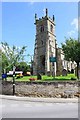 Church and signpost