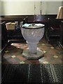 SO5684 : The font at Clee St Margaret parish church by Basher Eyre