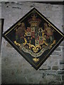 Coat of arms on the north wall at St John the Baptist, Ditton Priors