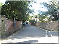 One way system behind St Lawrence, Church Stretton