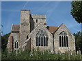 Boughton Aluph Church seen from the North Downs Way