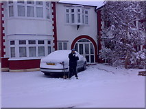 TQ4388 : Snow on Middleton Gardens #1 by Yusuf Gitay