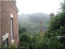SJ6604 : A misty scene looking between two houses in Darby Road by Basher Eyre