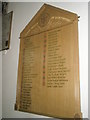 The incumbency board at St Peter, Bishop