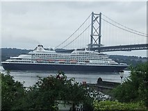NT1280 : Cruise liner going under Forth Road Bridge by Mal Evans