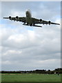 SJ3565 : Airbus A380 approaching Hawarden Airport by John S Turner