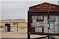 Information board and Hilbre Island