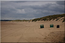 TQ9518 : Litter bins on the beach, Camber Sands by N Chadwick