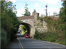 TQ0418 : Pulborough: A283 Stopham Road railway bridge by Nigel Cox
