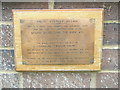 Commemorative plaque beneath an historic girder at Brunel University