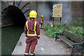 Firefighting beside the Regents Canal, Islington (2)