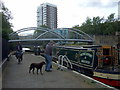 Narrowboat at Salmon Lane lock