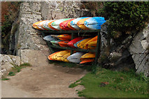 SM7423 : Canoes on the quay, Porthclais harbour by Andy F