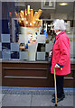 Looking in a shop window at Eyemouth