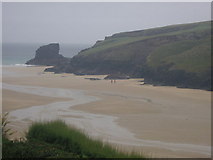 SW8572 : Porthcothan Bay at low tide by Val Pollard