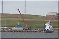 Cargo boat Sardinia at construction jetty