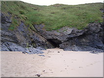 SW8572 : Sea cave at Porthcothan by Val Pollard