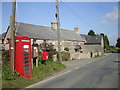 ST2584 : Phone box, mail box, and cottages, Pen-y-lan by John Lord