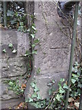 SJ4065 : Bench mark on Overleigh Cemetery stone post by John S Turner