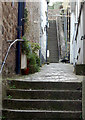 Steep steps up an alley west of Fore Street, St Ives