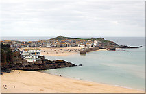 SW5240 : Looking north across Porthminster beach to the harbour, St Ives by Andy F