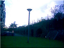 TQ3682 : Railway viaduct behind the Queen Mary University Student Residences by Robert Lamb