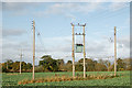 Transformer and power poles near Manor Farm, Offchurch