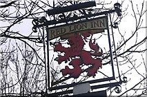 TQ0343 : Sign at the "Red Lion" at Shamley Green by Shazz