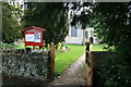 Church gate and notice board, St. Denys, Northmoor.