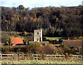 The Church of St John the Baptist, from the Gallops at Aldbury