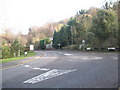 Looking from Woolsack Way across the mini-roundabout towards Catteshall Lane