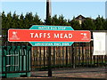 Nameplate - Taffs Mead water bus stop - Cardiff