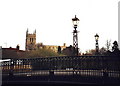 Tickford Bridge, Newport Pagnell with parish church in background