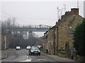 SK4581 : Killamarsh - terrace and viaduct on Sheffield Road by Dave Bevis