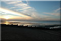 Chilly autumn sunset  over empty Whitstable beach