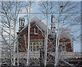 Station building on a snowy day