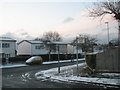 Looking from a snowy Ledbury Road into Ludlow