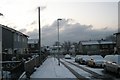 Looking down a snowy Ledbury Road towards Ludlow Road