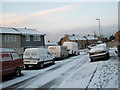 Snowy vans in Dormington Road