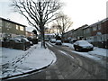 Looking eastwards after recent snow in Collington Crescent