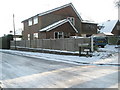 An icy scene at the junction of Heath View Road and Oxted Green