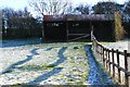 Old barn and recent paddock fence near Radford Barn