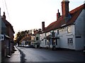 Winter dusk in The Street, Whiteparish